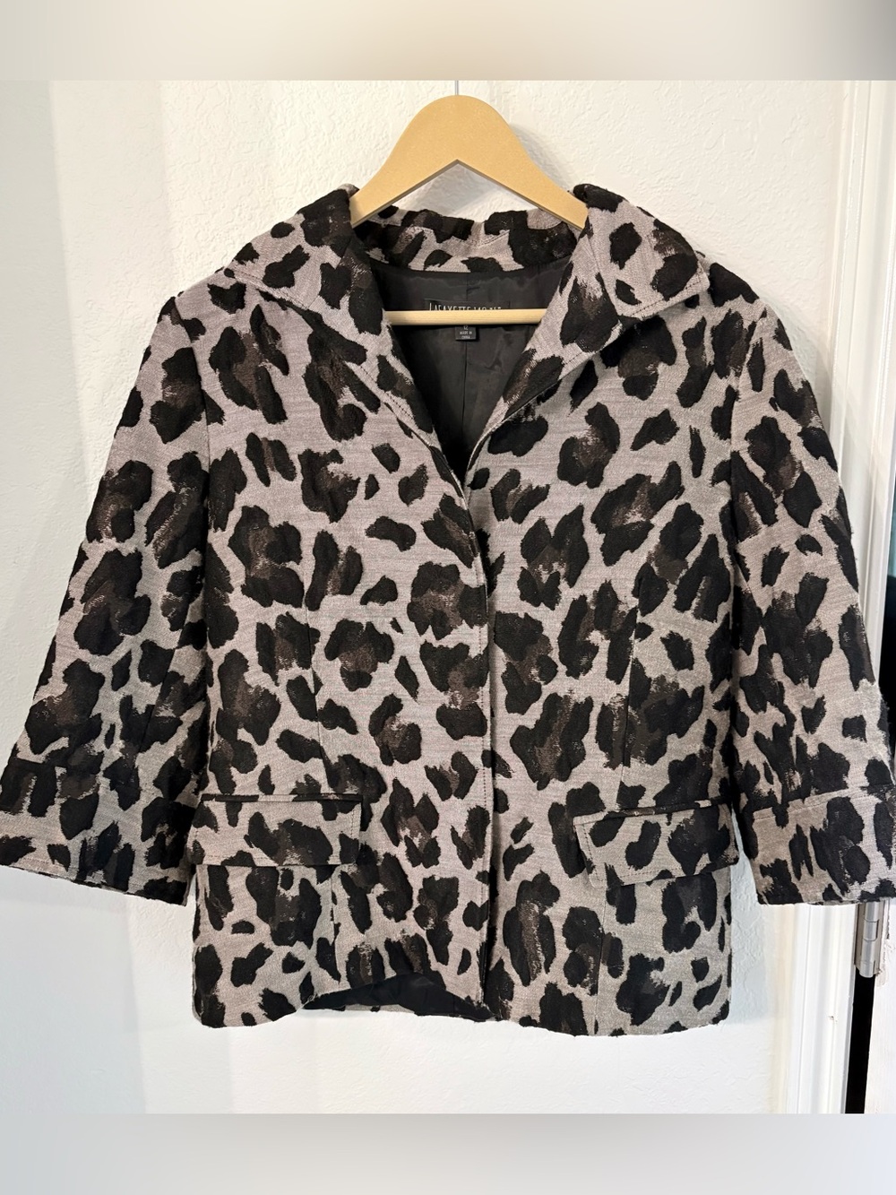 Lafayette 148 New York Leopard Print Wool Blend Blazer Sz 12